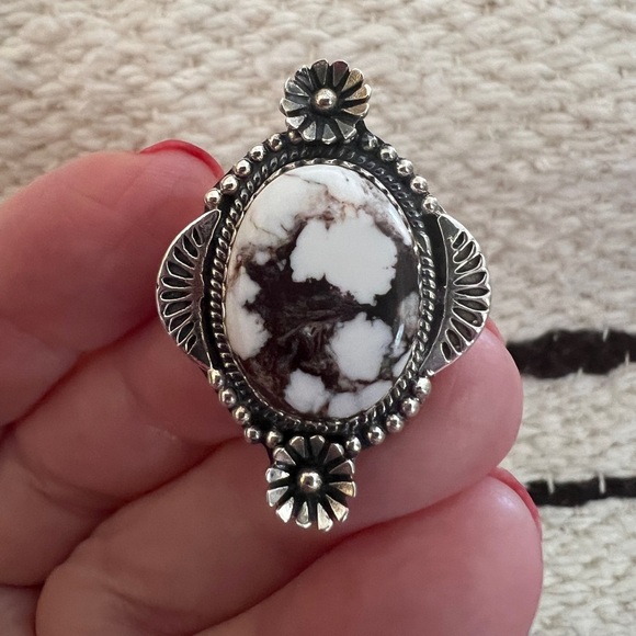 ❤️ Wild Horse Jasper Magnesite Navajo Adjustable Brushed Sterling Ring 11.2Gm - Picture 16 of 16